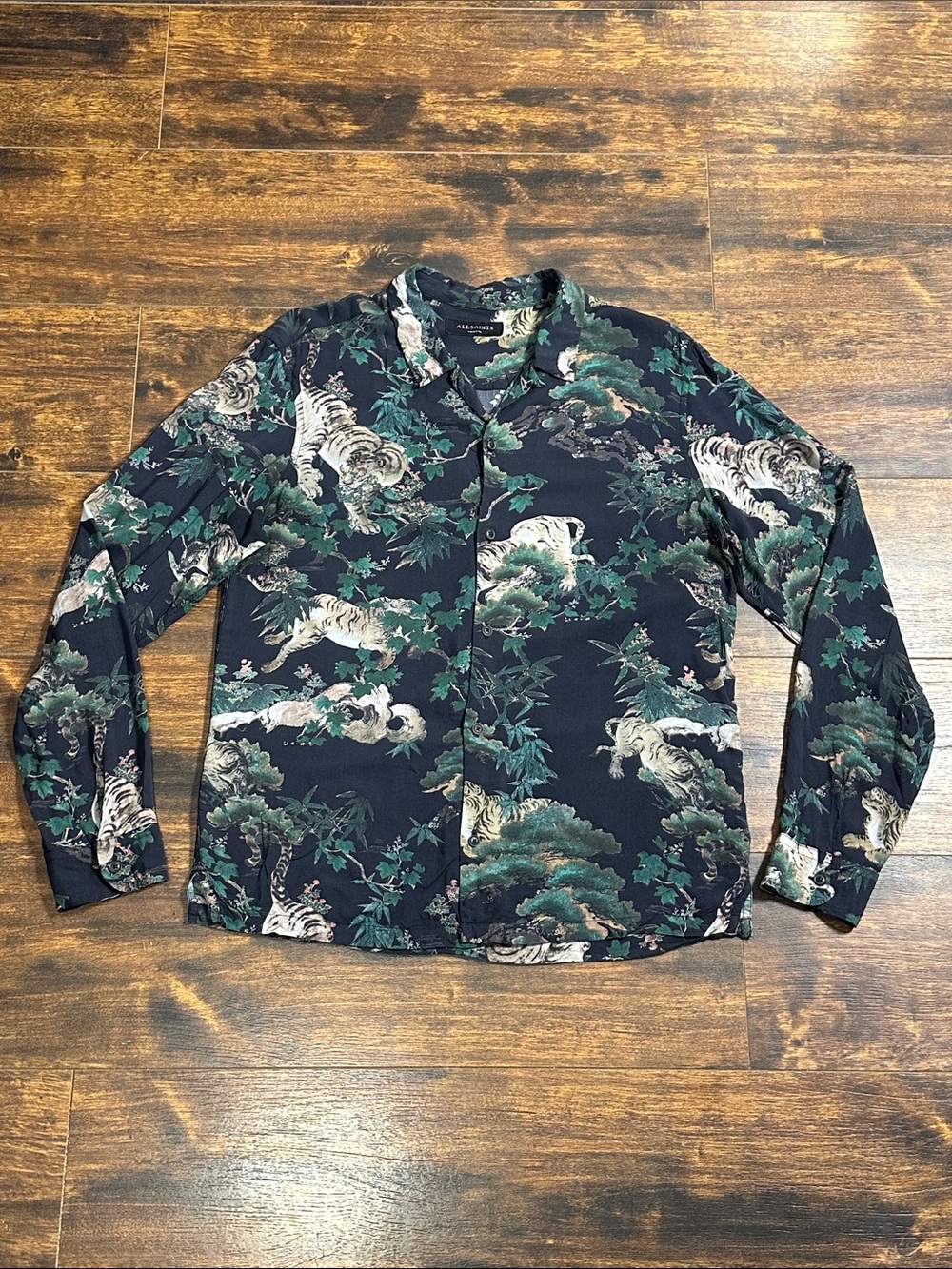 🐅 AllSaints Thicket LS Tiger Japanese Print Viscose Shirt M